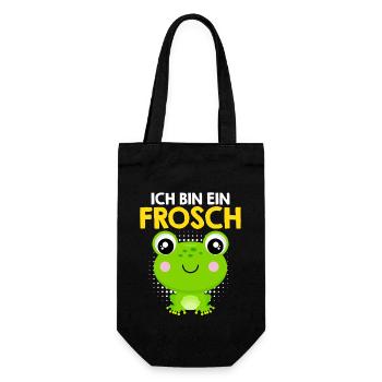 Froschkostüm ICH BIN EIN FROSCH Karneval - Geschenkbeutel für Flaschen - Schwarz - Vorne