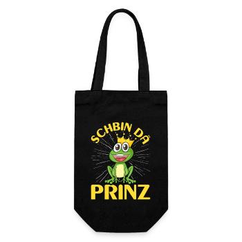 Karneval Kostüm Party SCHBIN DA PRINZ Lustiges - Geschenkbeutel für Flaschen - Schwarz - Vorne