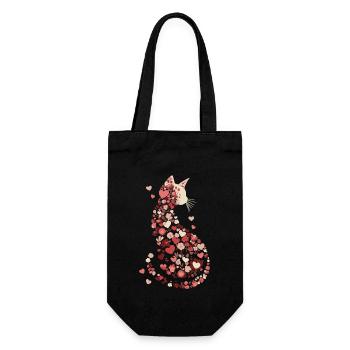Flowers Cat for Cats Owners and Valentine's Day - Gift Bag for Bottles - black - Front