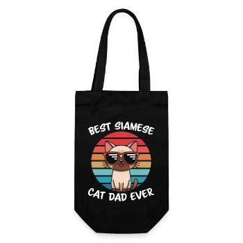 Siamkatze Spruch Siamkatze Papa Siamkatze Geschenk - Geschenkbeutel für Flaschen - Schwarz - Vorne