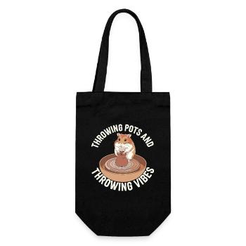 Pottery Funny Hamster: Pot Throwing Vibes - Gift Bag for Bottles - black - Front
