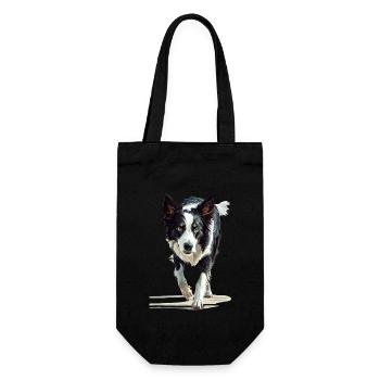 Border Collie - Geschenkbeutel für Flaschen - Schwarz - Vorne