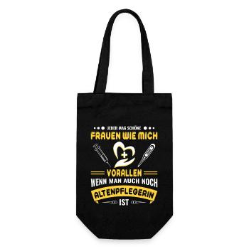 Altenpfleger Geschenk Altenpflege Pflegefachkraft - Geschenkbeutel für Flaschen - Schwarz - Vorne