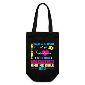 Altenpfleger Geschenk Altenpflege Pflegefachkraft - Geschenkbeutel für Flaschen - Schwarz - Vorne