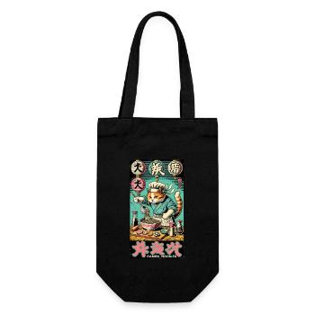 Ramen Chefkoch Katze Kawaii Retro Japan Ukiyo-E - Geschenkbeutel für Flaschen - Schwarz - Vorne