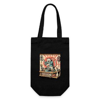Lustige Katzen Ramen Nudeln Retro Kawaii - Geschenkbeutel für Flaschen - Schwarz - Vorne