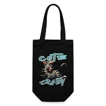 Mignon mais fou zèbre style bande dessinée Motif drôle - Sac à bouteille - noir - Devant