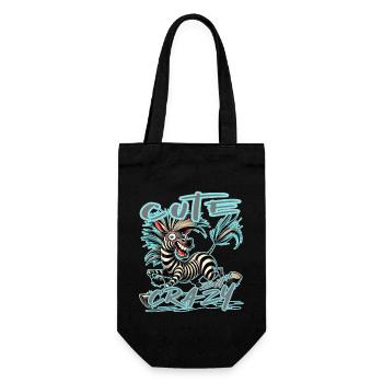 Mignon mais fou zèbre style bande dessinée Motif drôle - Sac à bouteille - noir - Devant