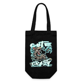 Mignon mais fou zèbre style bande dessinée Motif drôle - Sac à bouteille - noir - Devant