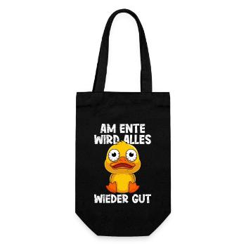 Fasching AM ENTE WIRD ALLES WIEDER GUT Lustiges - Geschenkbeutel für Flaschen - Schwarz - Vorne