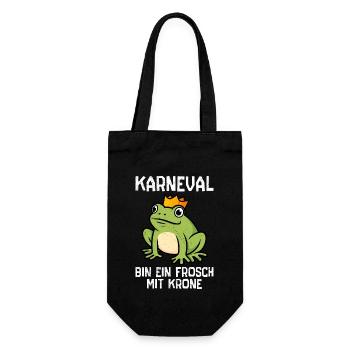 KARNEVAL BIN EIN FROSCH MIT KRONE Lustiges Frosch - Geschenkbeutel für Flaschen - Schwarz - Vorne