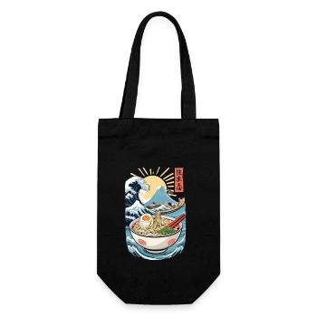 Ramen Noodles Ukiyo-E Japanese Retro Streetwear - Gift Bag for Bottles - black - Front