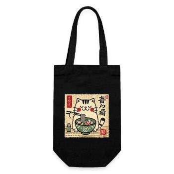 Amant de ramen Kawaii Cat Retro Japon - Sac à bouteille - noir - Devant