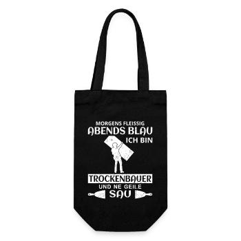 Trockenbau Trockenbauer Trockenbaumonteur Geschenk - Geschenkbeutel für Flaschen - Schwarz - Vorne