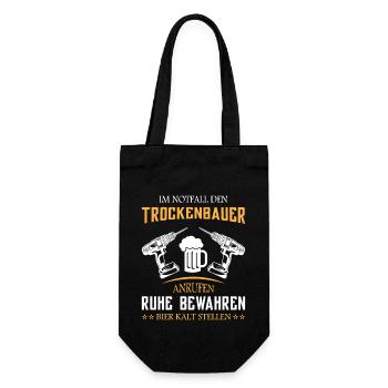 Trockenbau Trockenbauer Trockenbaumonteur Geschenk - Geschenkbeutel für Flaschen - Schwarz - Vorne