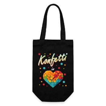 Konfetti Fasching Karneval Spaß Design - Geschenkbeutel für Flaschen - Schwarz - Vorne