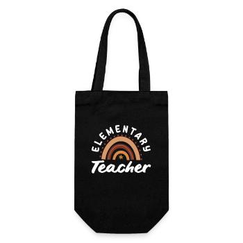 Elementary school teacher retro rainbow design - Gift Bag for Bottles - black - Front
