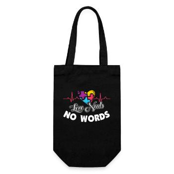 Autism Awareness Heartbeat Love Needs No Words - Gift Bag for Bottles - black - Front