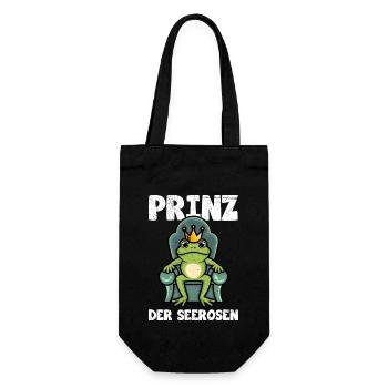 Faschings Frosch PRINZ DER SEEROSEN Lustiges - Geschenkbeutel für Flaschen - Schwarz - Vorne