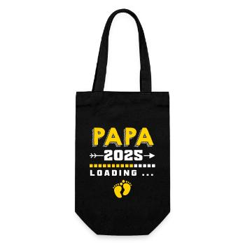 Papa 2025 werdener Vater Vati Geschenk - Geschenkbeutel für Flaschen - Schwarz - Vorne