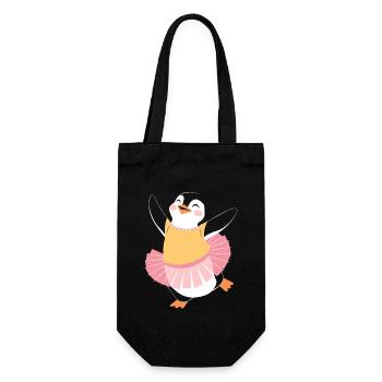 Tanzender Pinguin im Ballettkostüm Freude - Geschenkbeutel für Flaschen - Schwarz - Vorne