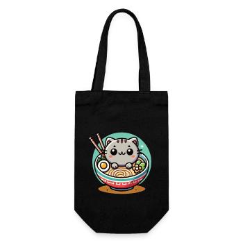 Kawaii Katze Ramen Nudeln Japanische Streetwear - Geschenkbeutel für Flaschen - Schwarz - Vorne
