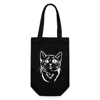 Chat de dessin animé drôle - Look fou - Sac à bouteille - noir - Devant