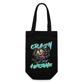 Style de bande dessinée de chat fou mais génial - Sac à bouteille - noir - Devant