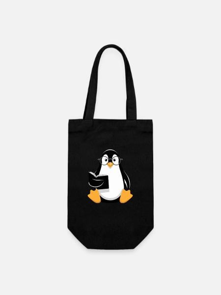 Lesender Pinguin Mit Brille Illustration - Geschenkbeutel für Flaschen - Schwarz