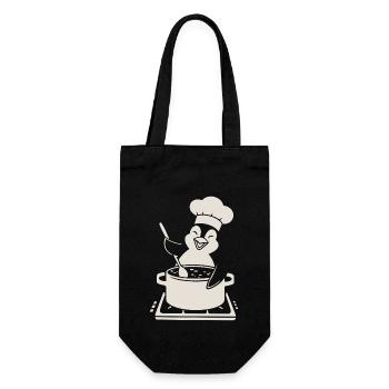 Fröhlicher Pinguin Koch Chefkoch Am Herd - Geschenkbeutel für Flaschen - Schwarz - Vorne