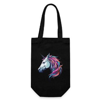 Einhorn Portrait - Geschenkbeutel für Flaschen - Schwarz - Vorne