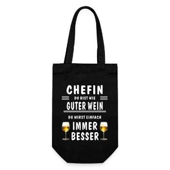 CHEFIN WIRST IMMER BESSER - Geschenkbeutel für Flaschen - Schwarz - Vorne