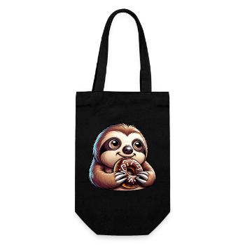 paresseux dessin animé beignet bonbon drôle - Sac à bouteille - noir - Devant
