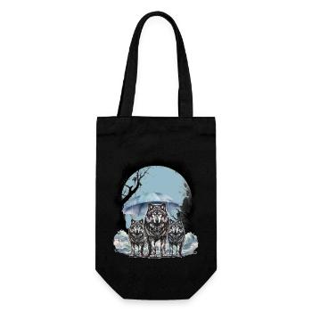 mystical wolves wolf pack husky dogs dog - Gift Bag for Bottles - black - Front