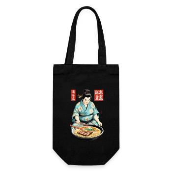 Japanese Ramen Ukiyo-E Retro Aesthetic Art - Gift Bag for Bottles - black - Front