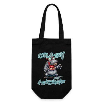 Crazy but Awesome Nilpferd Comic Stil - Geschenkbeutel für Flaschen - Schwarz - Vorne
