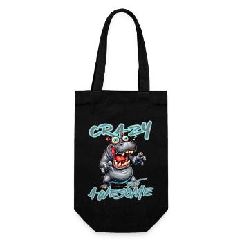 Crazy but Awesome Nilpferd Comic Stil - Geschenkbeutel für Flaschen - Schwarz - Vorne