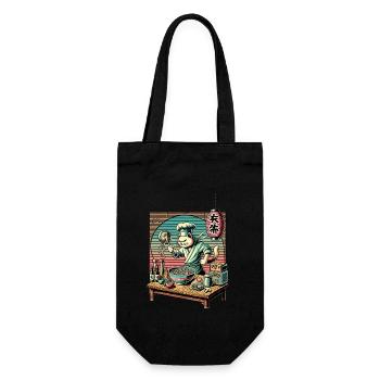 Ramen Nouilles Chat Lover Kawaii Rétro Japon - Sac à bouteille - noir - Devant