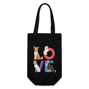 Liebe Hunde - Geschenkbeutel für Flaschen - Schwarz - Vorne