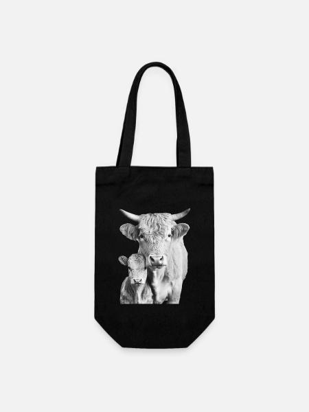 Hochlandrind - Geschenkbeutel für Flaschen - Schwarz