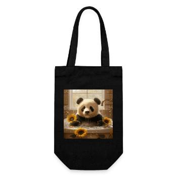 Panda - Geschenkbeutel für Flaschen - Schwarz - Vorne