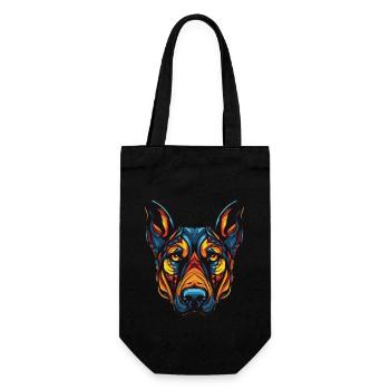 Doberman Hund Portrait - Geschenkbeutel für Flaschen - Schwarz - Vorne