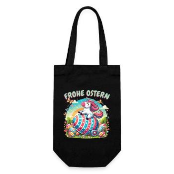 Happy Easter Unicorn – Funny Easter Egg Design - Gift Bag for Bottles - black - Front