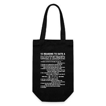 Bartender 10 Reasons To Date A Bartender - Gift Bag for Bottles - black - Front