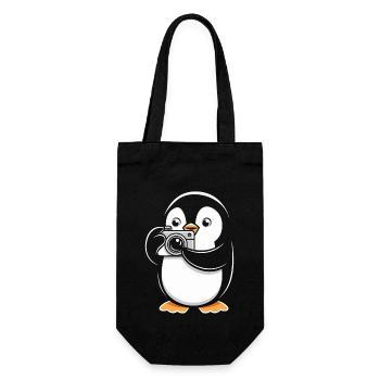 Penguin With Camera Photographer Hobby Photography - Gift Bag for Bottles - black - Front