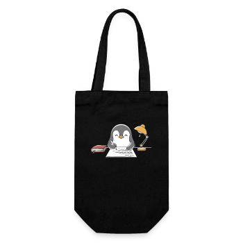 Writing Penguin Writer Author Motif - Gift Bag for Bottles - black - Front