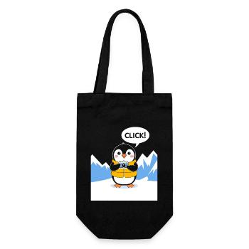 Funny Penguin Photographer Click Moment - Gift Bag for Bottles - black - Front
