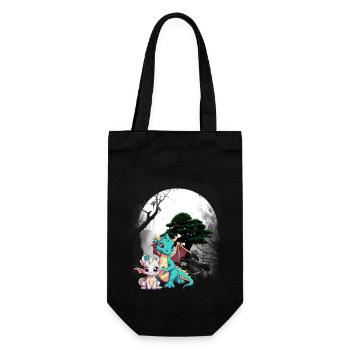 Drache Drachen Kind Kinder Märchen Dinos - Geschenkbeutel für Flaschen - Schwarz - Vorne
