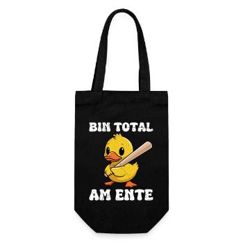 Faschings Ente BIN TOTAL AM ENTE Lustiges Enten - Geschenkbeutel für Flaschen - Schwarz - Vorne