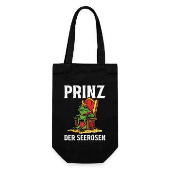 Faschings Frosch PRINZ DER SEEROSEN Lustiges - Geschenkbeutel für Flaschen - Schwarz - Vorne